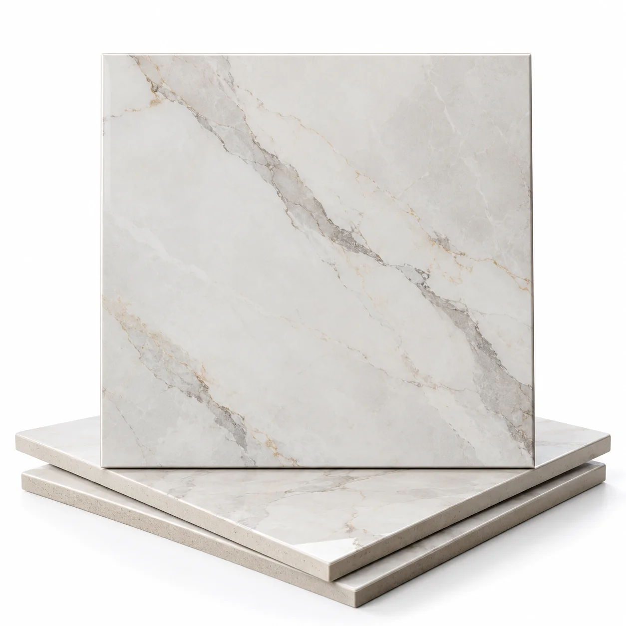 Elegant Marble Look Porcelain Tile Stack