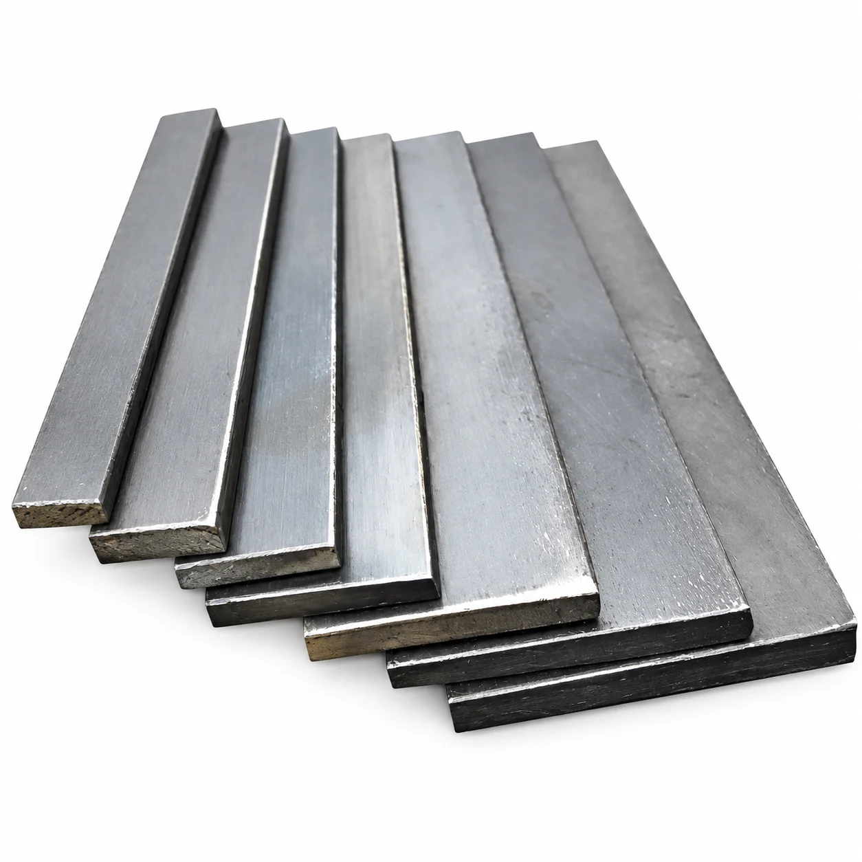 Fanned Steel Flat Bars on White